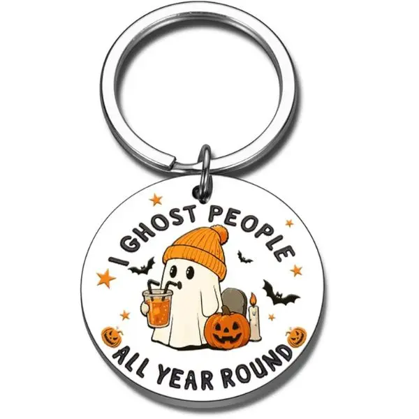 Metal Unisex Halloween Ghost Keychain, Boo Basket Stuffers, Cute Pumpkin Bat Costume Jewelry Accessories, Gifts for Women, Keychains for Women