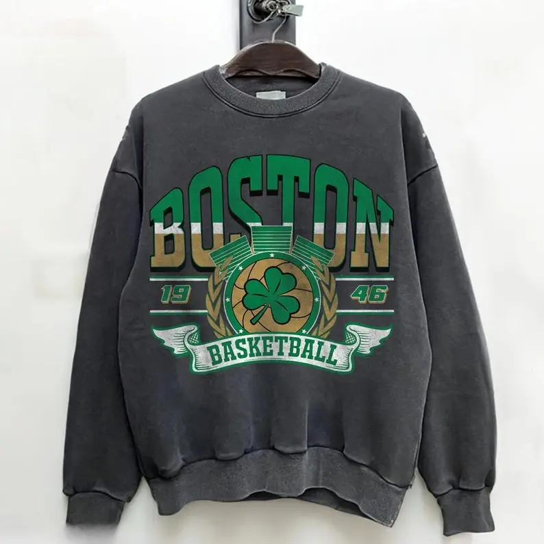 Boston Basketball Vintage 90s Sweatshirt, Celtic Retro Crewneck, Celtic Basketball Team Gift Shirt, Basketball 90s Tee 14225TK2