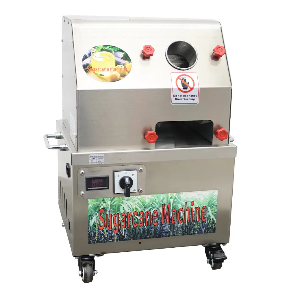 YOKOMA 24V DC & 110V AC Dual Voltage Sugarcane Juice Extractor, Commercial Electric Sugar Cane Juicer for Beverage Stall