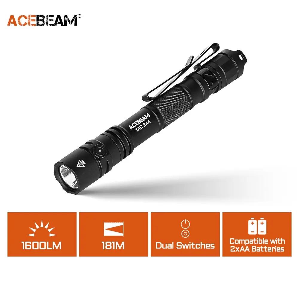 ACEBEAM TAC 2AA Rechargeable EDC Flashlight - 1470 Lumens High Lumen LED Pocket Light, USB-C Charging, 322m Beam, 94h Moonlight, IP68 Waterproof, Works with AA Ni-MH/Alkaline, Outdoor Gear for Camping & Emergency, Gifts for Men,familyfun