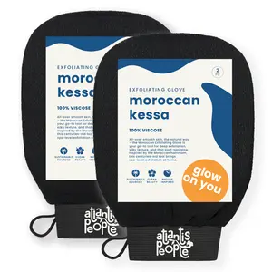 Atlantis People Moroccan Exfoliating Glove 2-Pack for All Skin Types Softens Smoothens Texture Eco Friendly Reusable Viscose Fiber