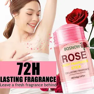 BOSNOW Rose Fragrance Stick 40g 72 Hours Long Lasting Body Scent New Upgraded Formula with Rose Lavender Aloe Vera Vanilla All Over Body Use for Underarms Feet Underboobs and More Gentle Odor Neutralization Keeps You Fresh Pink Balm