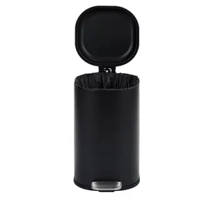 Black Automatic Pedal Trash Can - 8 Gal (30 L) Square Home Supplies Bin, Soft-Close Lid, Odor Control, No Inner Bucket for Bathroom