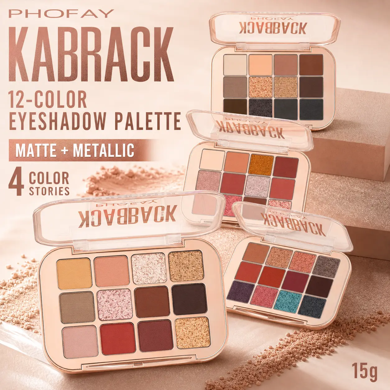 PHOFAY 12 Color Eyeshadow Palette,Matte and Metallic Shimmer Eye Makeup with Warm Neutral,RoseBrown and Cool Tones,Blendable Shades for Natural Everyday Looks,Soft Glam,Smokey Eyes,Party Looks,Highlight and Contour,Easily Blendsglam look painted cosmetics