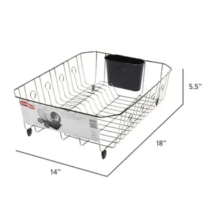 Rubbermaid, Dish Drainer, Large, Black Chrome Organiser Racks