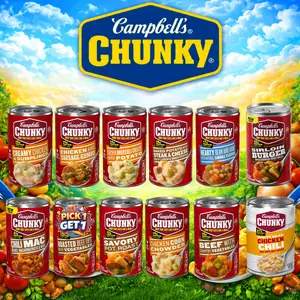 Campbell's Chunky Canned Soup Variety – Beef, Chicken, Ham, Potato, Chili & More Flavors, Thick Homestyle Ready-to-Eat Meal, 12 Flavor Choices, 16.5–19 oz