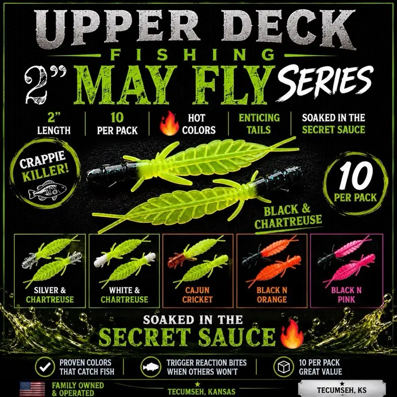 2” May Fly Series Reloaded  10 Per Pack - The hottest Crappie & Pan fish bait you will ever use