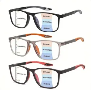 3-Pack Progressive Multifocal Readers for Women & Men, Blue Light Filtering Reading Glasses, HD Clear Vision Oversized Eyeglasses for Computer, Phone & Daily Use