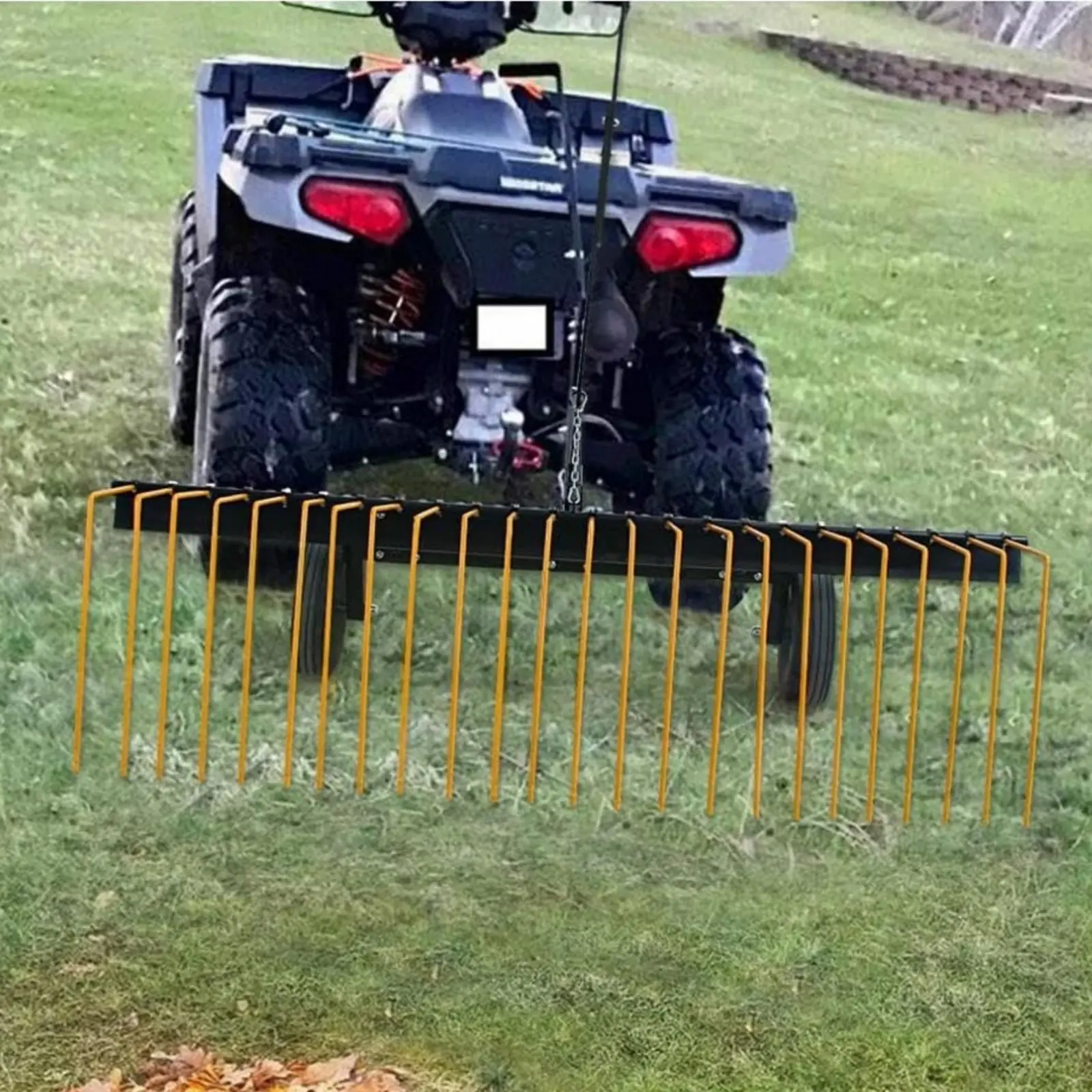 GARVEE 60 in ATV Tow-Behind Landscape Rake - Durable Steel Leaf Rake, Tractor Dethatcher, Corrosion-Resistant Lawn Care Gardening Tool