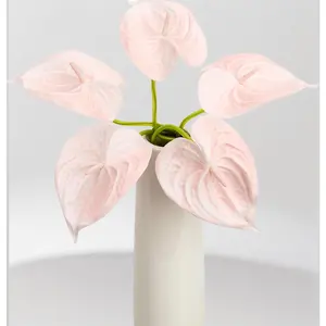 Pink real touch anthurium artificial flowers 8 pcs 25.6 inch faux floral arrangement for vase table centerpieces wedding garden home decor