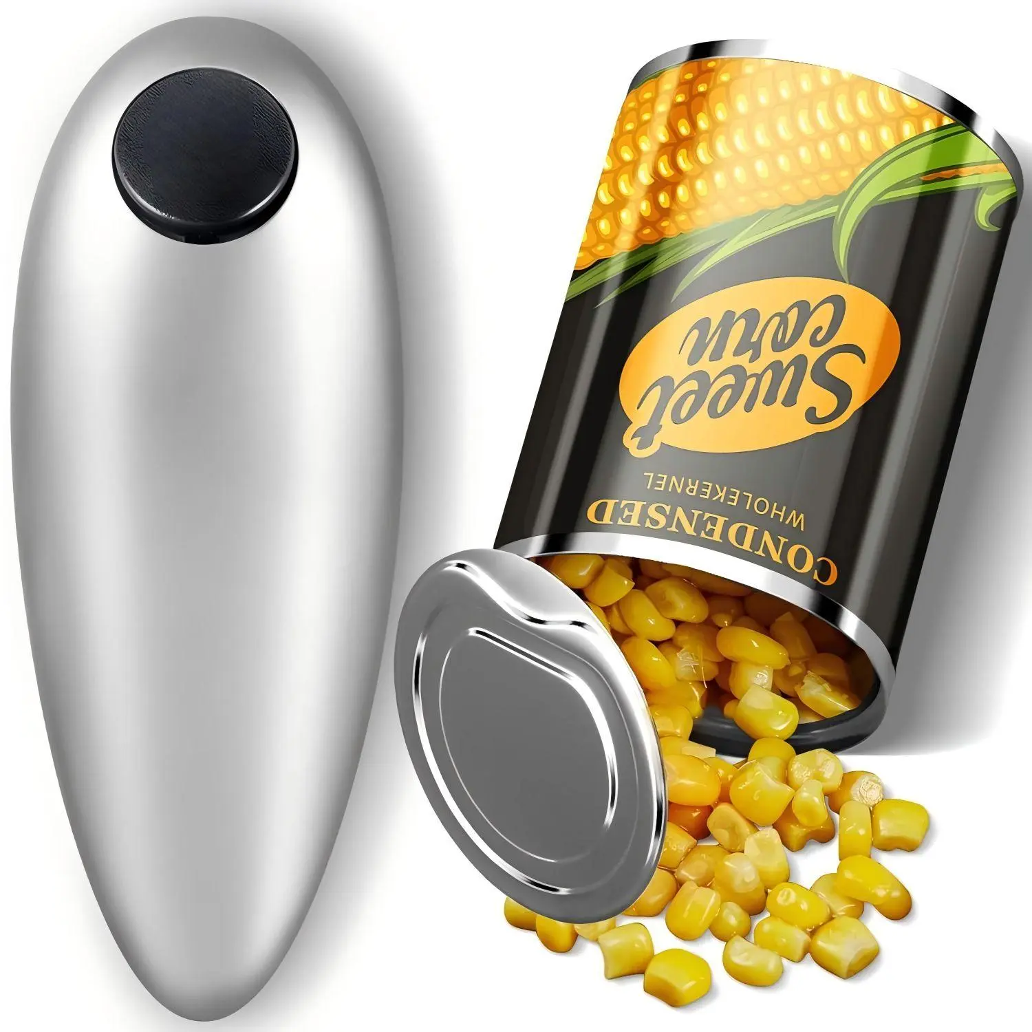 Modern Electric Can Opener, Sleek Gray Kitchen Utensil for Seniors and Arthritis with Single-Touch, Smooth Edge Cutting, Utensils, Handheld, Limited Hand Strength, Most Can Sizes
