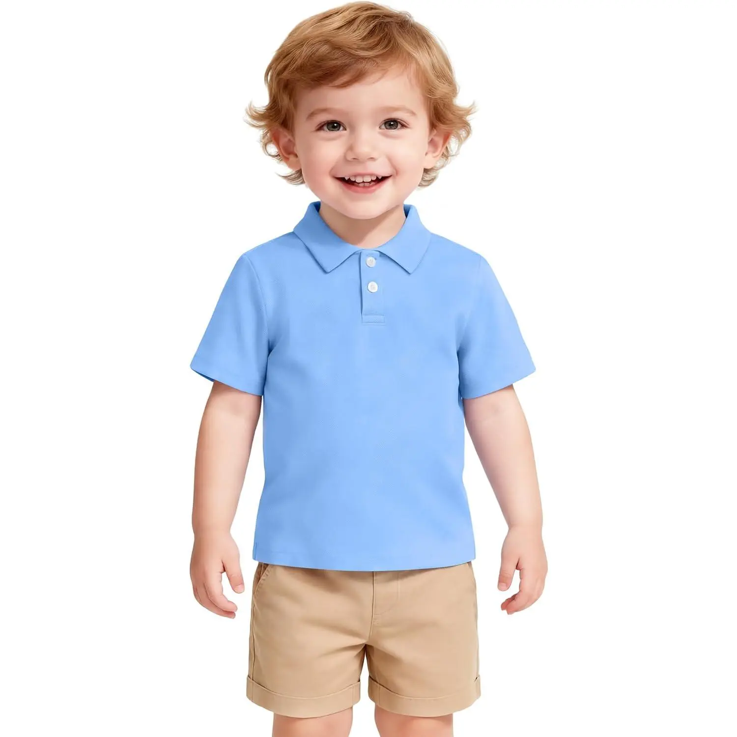 Toddler Boys' Short-Sleeve Plain Polo Shirts, Breathable Soft Fabric Child-Sized School Uniform Tops, Summer Clothes (18M-5T), Child-Sized Boys' Shirts