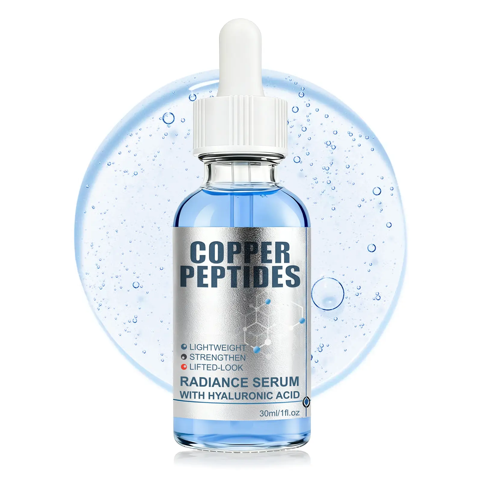 GHK-Cu Copper Peptide Serum, Lightweight Moisture for Soft, Collagen Boosting, Hyaluronic Acid Hydrated and Niacinamide Vtamin B3 Glow, Radiant-Looking Skin Smooth Tightenning, Gentle Daily Care (30ml / 1fl oz)