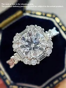 1 PC Glamorous Cubic Zirconia Solitaire Ring For Women For Valentine's Day Gift Wedding Anniversary Party Jewelry Cubic Zirconia Rings