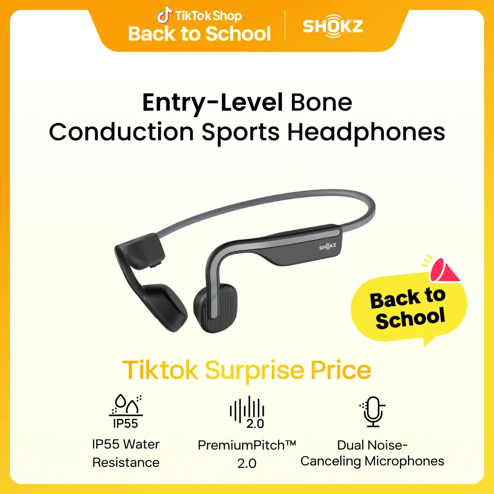 SHOKZ OpenMove Open-Ear Audio - Bone Conduction Headset, Portable Wireless Headphones, Sweatproof Water Resistant for Running Workouts