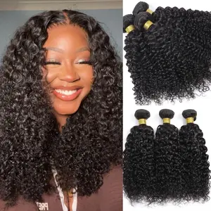 [Spring Must Have] Asteria Hair Brazilian Virgin Human Hair Extension Salon Quality Curly & Deep Wave Sew In Hair Bundles Natural Black Valentine Musts