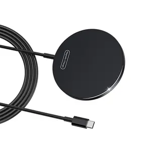 Magnetic Wireless Charger, Compatible with iPhone 15/14/13/12 Series and AirPods 3/2/Pro, 2 in 1 Wireless Charging Pad with USB-C Cable, 15W Fast Mag Charger with Magnetic Ring