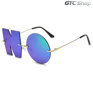 "No"! Alien Style Colorful Lens Sunglasses for Men & Women, Futuristic Fashion Statement Eyewear, Premium Metal Frame, Trendy Irregular Alien Design, Lightweight Stylish Shades, Party Street Festival Daily Wear summerwins