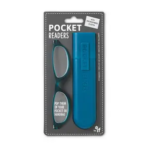 212 MAIN Pocket Readers Glasses, Teal, Plus 2.0 Plus Lenses, Compact Small Size, Plastic Frame, On-the-Go Specialty DIY Supply, Single Item