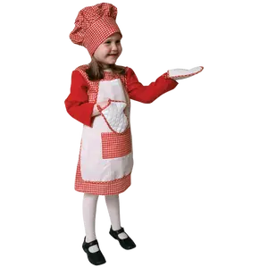 Chef/Baker Costume Dress For Kids - Red Gingham Dress with Apron, Hat & Mitts (4-Piece Set) - Perfect for Halloween, Pretend Play Fun, Cosplay & Theme Party