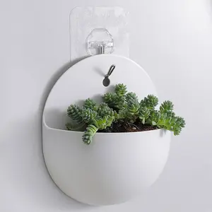 1pc Garden Style Wall Hanging Plant Pot, Plastic Floating Levitating Plant Vase, Wall Mounted Storage Organizer, for Living Room, with Home Decor, Cactus, Herbs, and Small Flower Containers