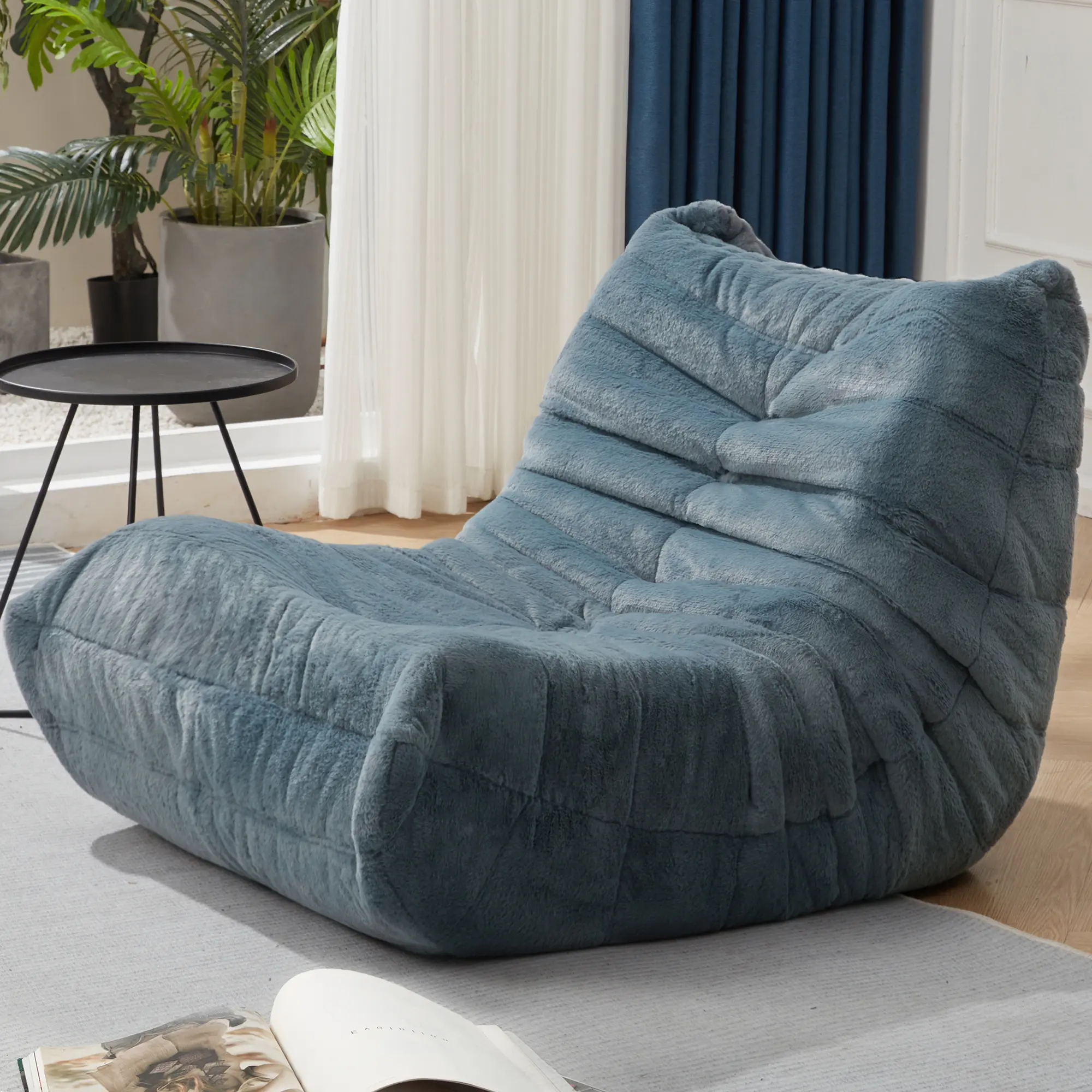 【Hobestluk】Beanbag Lazy Sofa - Togo Caterpillar Sofa, 1-Piece Whole Memory Foam Faux Fur Easy-Care Fabric Fireside Lounge Chair, Soft Plush for Lazy Afternoons, Ideal for Living Room, Father's Day Gifts, Easy-Care Fabric Saves Cleaning Time
