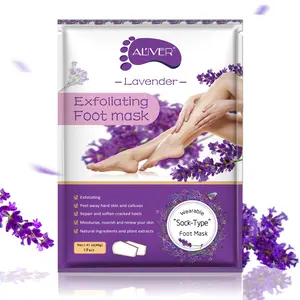 Aliver Lavender Soothing Relaxing Moisturizing Foot Peel Mask, Exfoliating Callus Remover with Lactic Acid, Malic Acid, Urea, Hydrating Care Gift