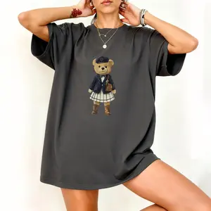 [Back to School Season] [British Style] Women's Crew Neck Warm Knitted Pullover Sweater with Retro Bear Print - Elegant and Refined - Suitable for Commute, Light Social Events, and Everyday Wear