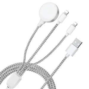 3 in 1 Charger Cable for Apple Watch/iPhone/Airpods, Wireless Watch Charger Compatible with iWatch Series 9/8/7,6,5,4,3,2,1,SE1,SE2 and iPhone 14/13,12,11,Pro,Max,XR,XS,XSX & Pad Series, Magnetic, Connector