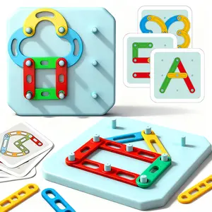 of Montessori educational toys, children's shape stacked nail boards, learning games, ever-changing Montessori puzzles, children's educational toys. The best birthday present.