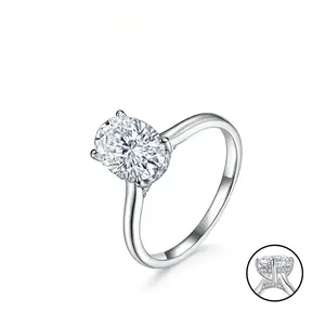 2CT Oval Cut Moissanite Hidden Halo Ring for Women D VVS1 Stackable Golden Lab-Created Hypoallergenic Wedding Engagement Anniversary Gift Fine Jewelry