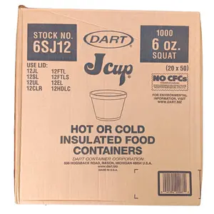 Dart 6SJ12 6 oz. White Foam Food Container - 1000/Case Disposable Insulated Hot or Cold Squat Containers No CFCs Eco-Friendly