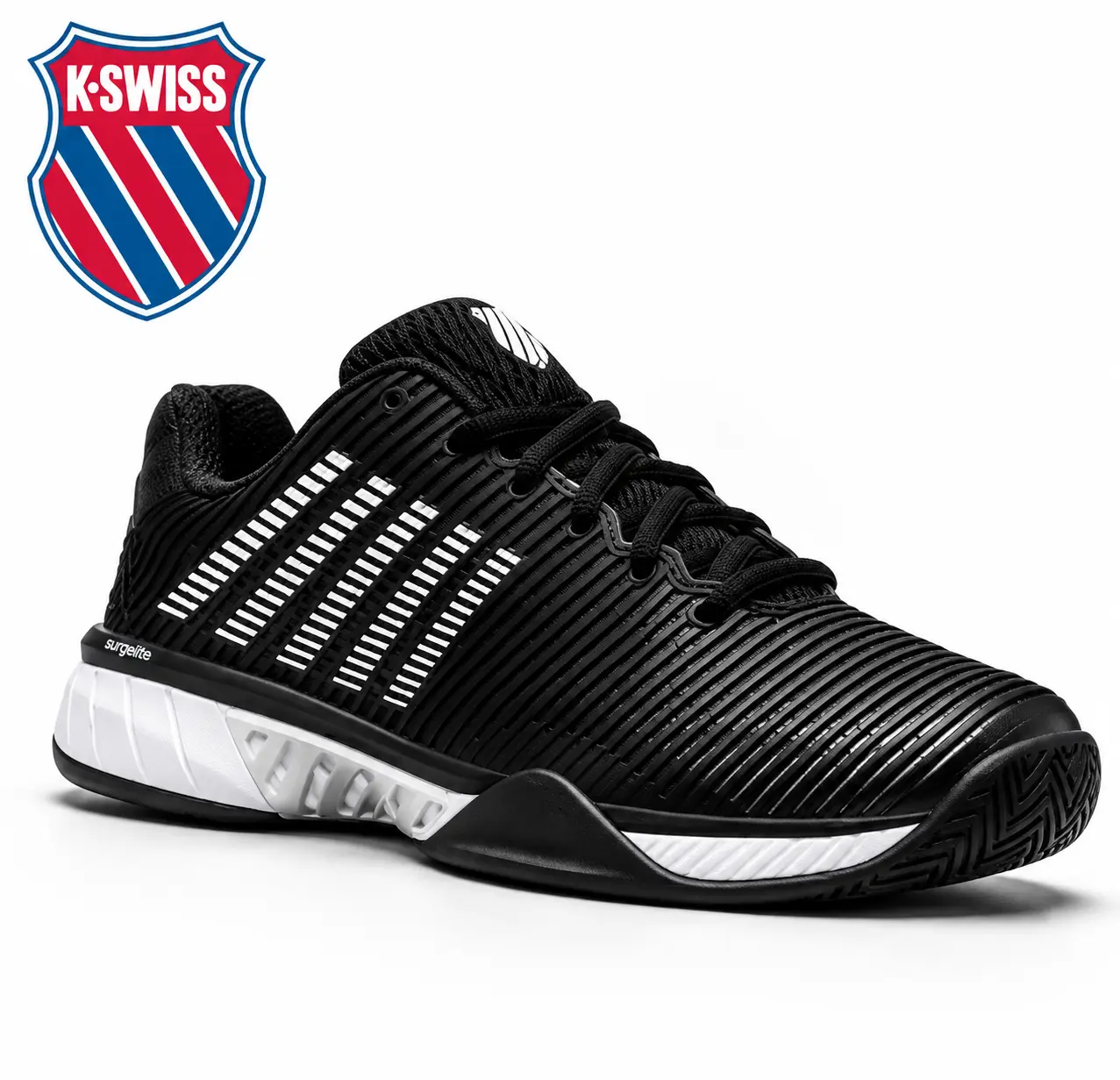 K-Swiss Hypercourt Express 2 Men's Tennis Shoes - Black/White/Highrise Lightweight, Breathable & Supportive Sneakers