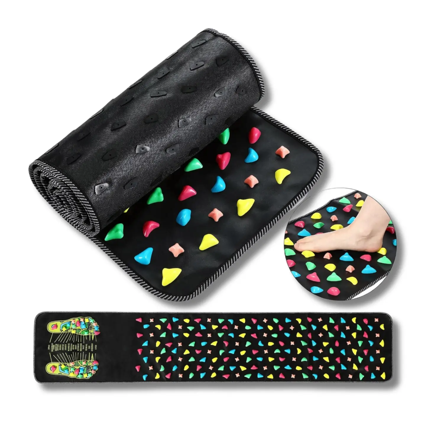 Reflexology Foot Massage Mat for Acupressure & Relaxation  Ideal for Office Workers, Students, & Seniors Comfort Adjustable Body Care Daily Home Spa Equipment Lymphatic Drainage Tool, Single Item, Foot Relief, Adjustable Stones