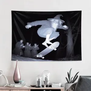 Creative Skateboarding Elderly Pattern Tapestry, Cool Sports Wall Hanging Tapestry, Polyester Tapestry for Bedroom, Living Room, Dormitory, Party Decoration, Funny Tapestry, Wall Tapestries