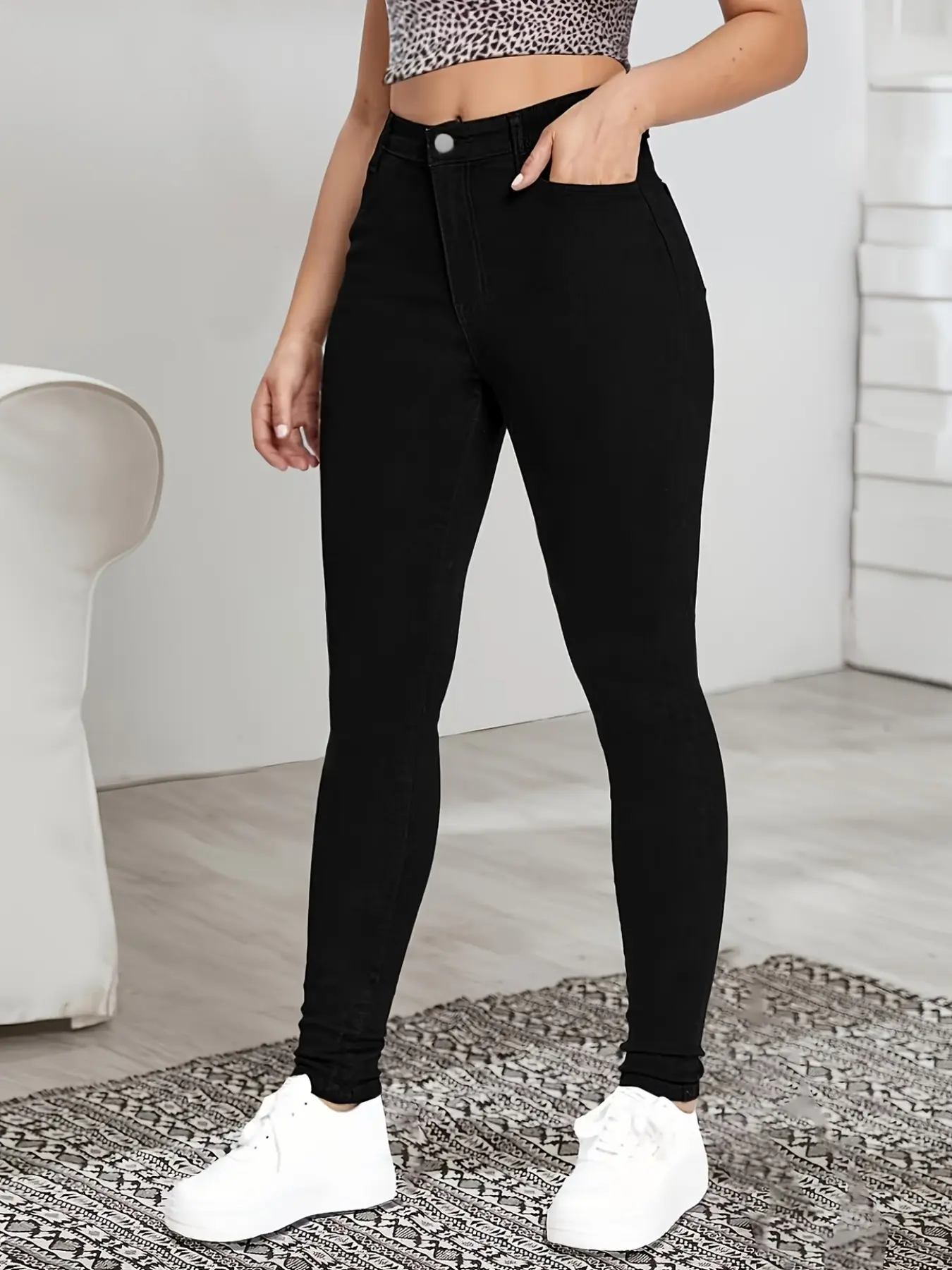 High Elasticity Zipper Button Jeans Pants, Trendy Aesthetic Streetwear Denim Bottoms for Women, Comfortable and Stylish Casual Wear Fit, Casual Fashion Denim