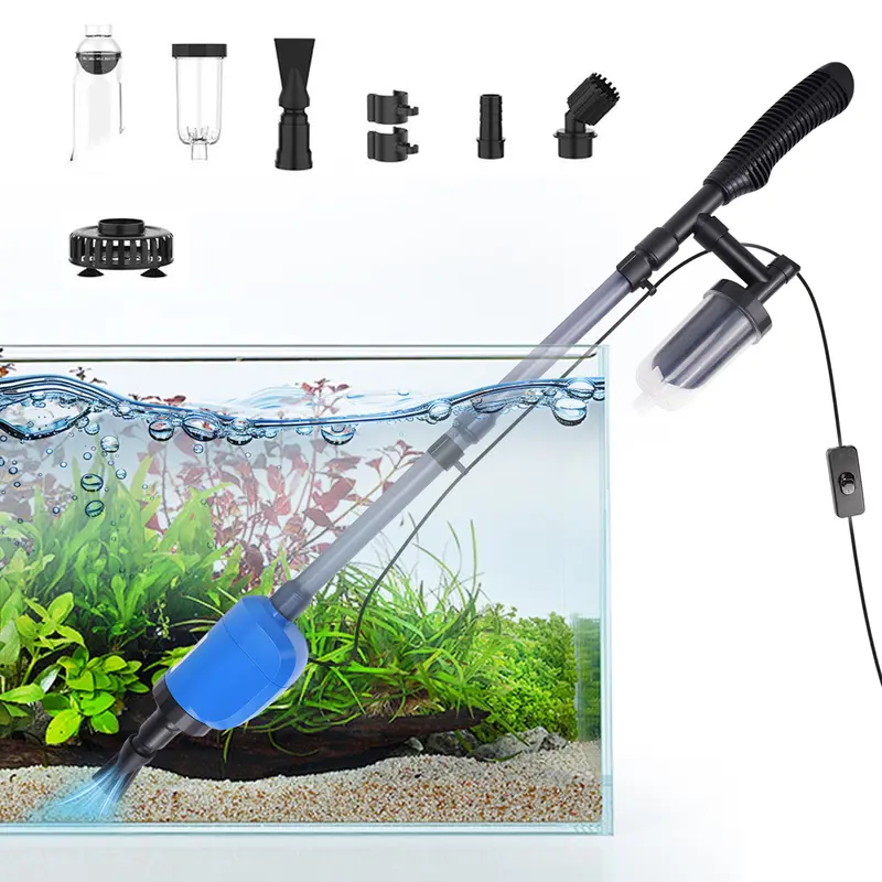 Silicone Aquarium Gravel Cleaner Kit Multi Pack - 530GPH/32W Siphon Tool with Power Supply, 4-Layer Filtration, Adjustable Flow, Vacuum Suction, User-Friendly Design, 35.4-47.2in, Feces Filtering for Fish Tank Owners (Pet Supplies)