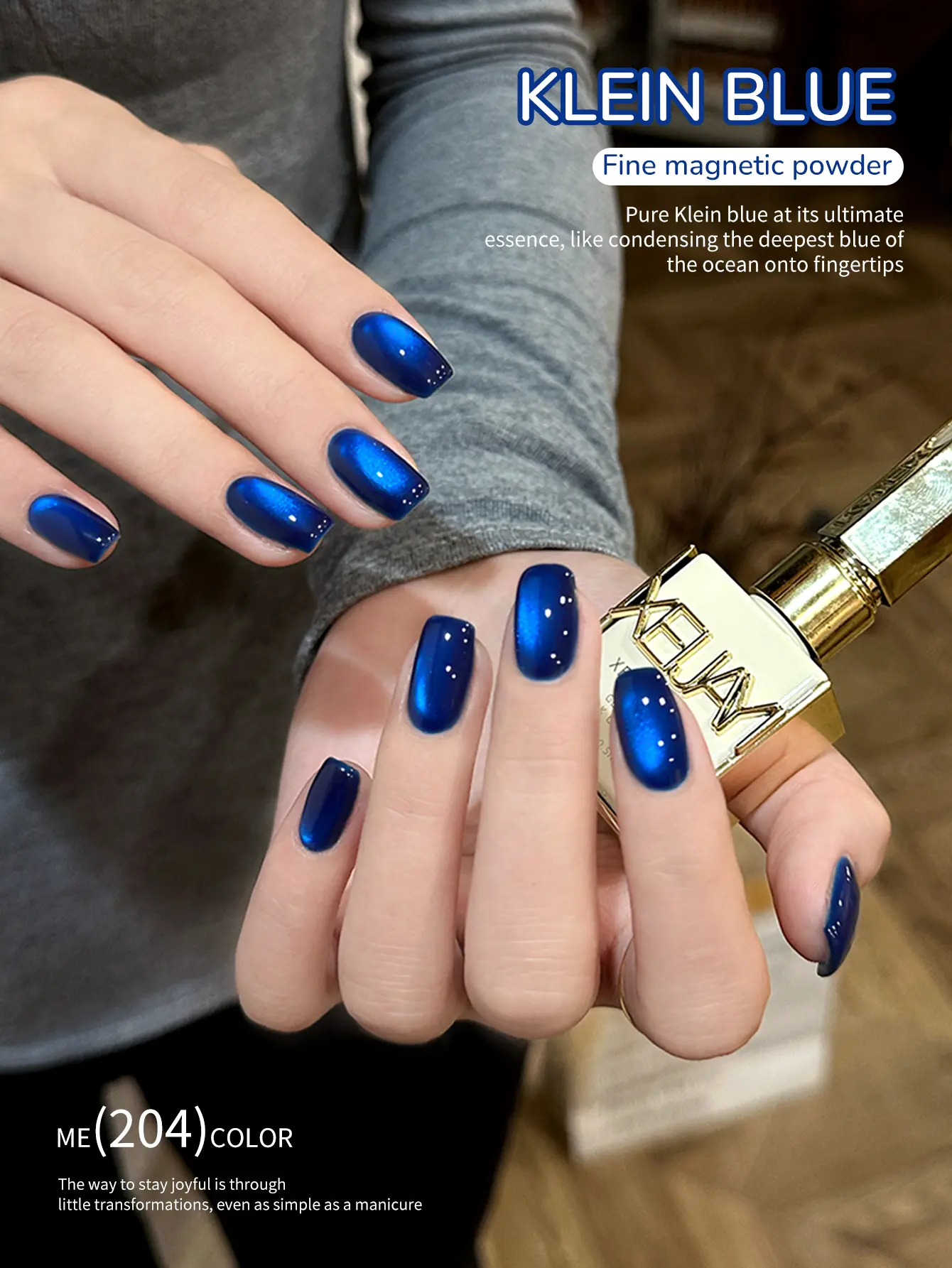 XEIJAYI New Fall Winter Nail Art Ultra Bright Klein Blue Magnetic Cat's Eye Gel Fashion Salon Cat's Eye Design Art Gel With Shimmering Gloss Dazzling Cat's Eye Effect Women's Nail Art Tools DIY Gel For Manicure
