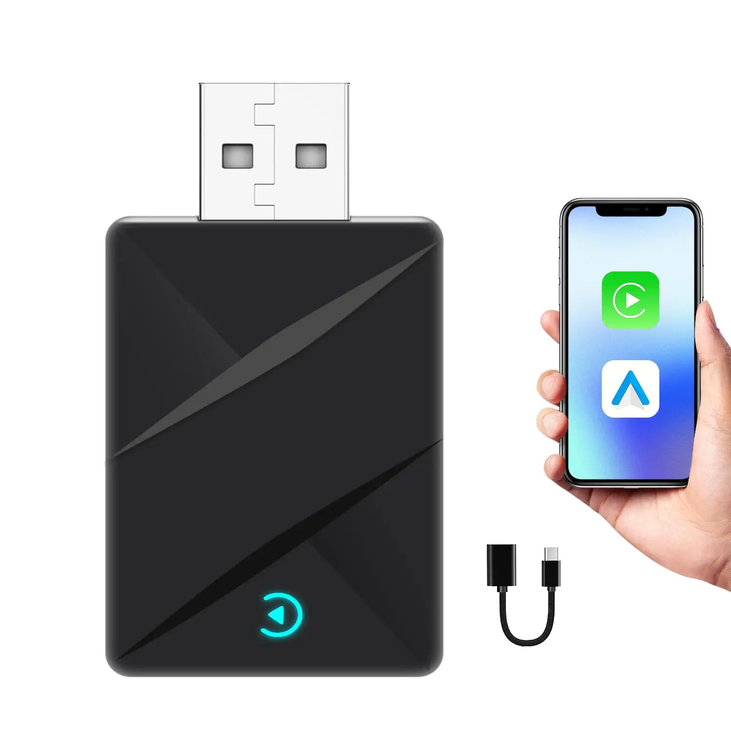 Wireless CarPlay Adapter for iPhone, Android Automatic 2-in-1 Fast&Stable Wireless Carplay Convert Wired to Wireless Apple CarPlay Adapter, Mini Size