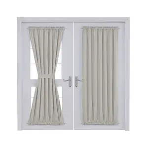 Deconovo Blackout Door Curtain - 1 Panel, French Door Window Drapes with Rod Pocket Design for Bedroom Doors