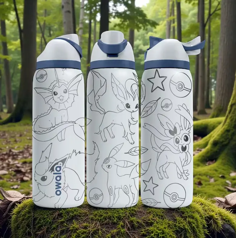 Owala Eeveelutions 32oz Fantasy Evolution Animal Bottle – Cute Elemental Creature Engraved Stainless Steel Tumbler for Daily Hydration & Travel