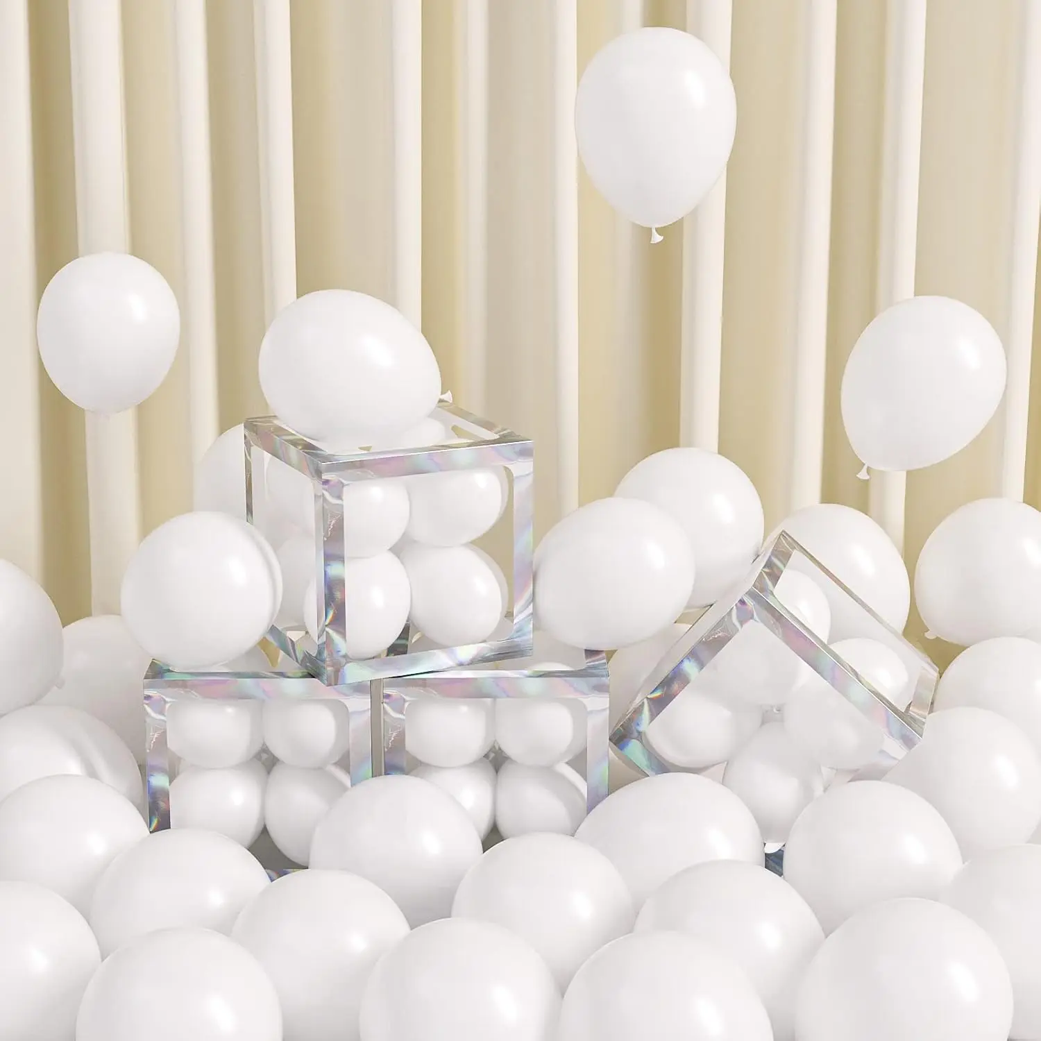 FOTIOMRG 120pcs 5-in White Latex Balloons, Helium-Quality Small Party Balloons for Birthday, Baby Shower, Wedding Festive Decorations, Balloon