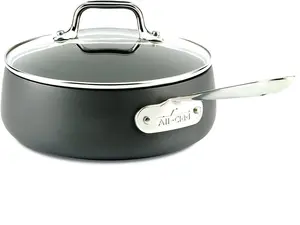 All-Clad HA1 Hard Anodized Nonstick SaucePan 2.5 Quart Induction Oven Broiler Safe 500F, Lid Safe 350F Pots and Pans, Cookware Black