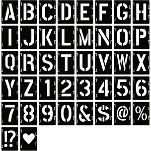 2 Inch Letter Stencils Symbol Numbers Craft Stencils, 42 count  Alphabet Templates Interlocking Stencil Kit for Painting on , Wall, Fabric, Rock, Sign, DIY Art Projects