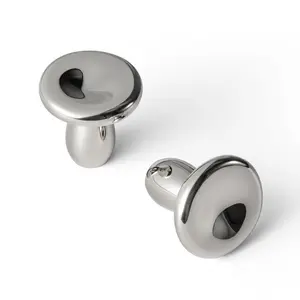 Goo-Ki Unique Home Accessories (1 Pack) - Decorative Solid Brass Mushroom Pull in Titanium Silver