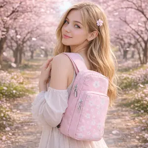 Switch Sakura Pink Crossbody Travel Bag Compatible with Nintendo Switch/Switch 2/NS Lite/OLED, Perfect for Organizing All Your Gaming Accessories
