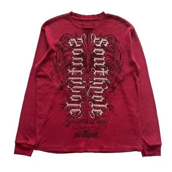 Grunge Cyber Y2K Thermal Style Long Sleeve Shirt - Southpole Streetwear Fashion Statement Cotton Fit