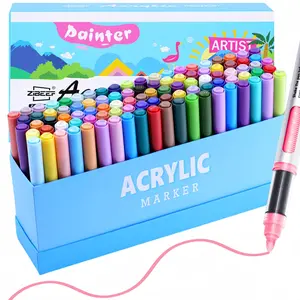 Acrylic Paint Marker Set, 12pcs/set Waterproof & High Saturation Acrylic Paint Pen, DIY Art Supplies for Wood, metallic, Plastic, Canvas, Fabric, Glass, Ceramic, Acrylic Painting Pen