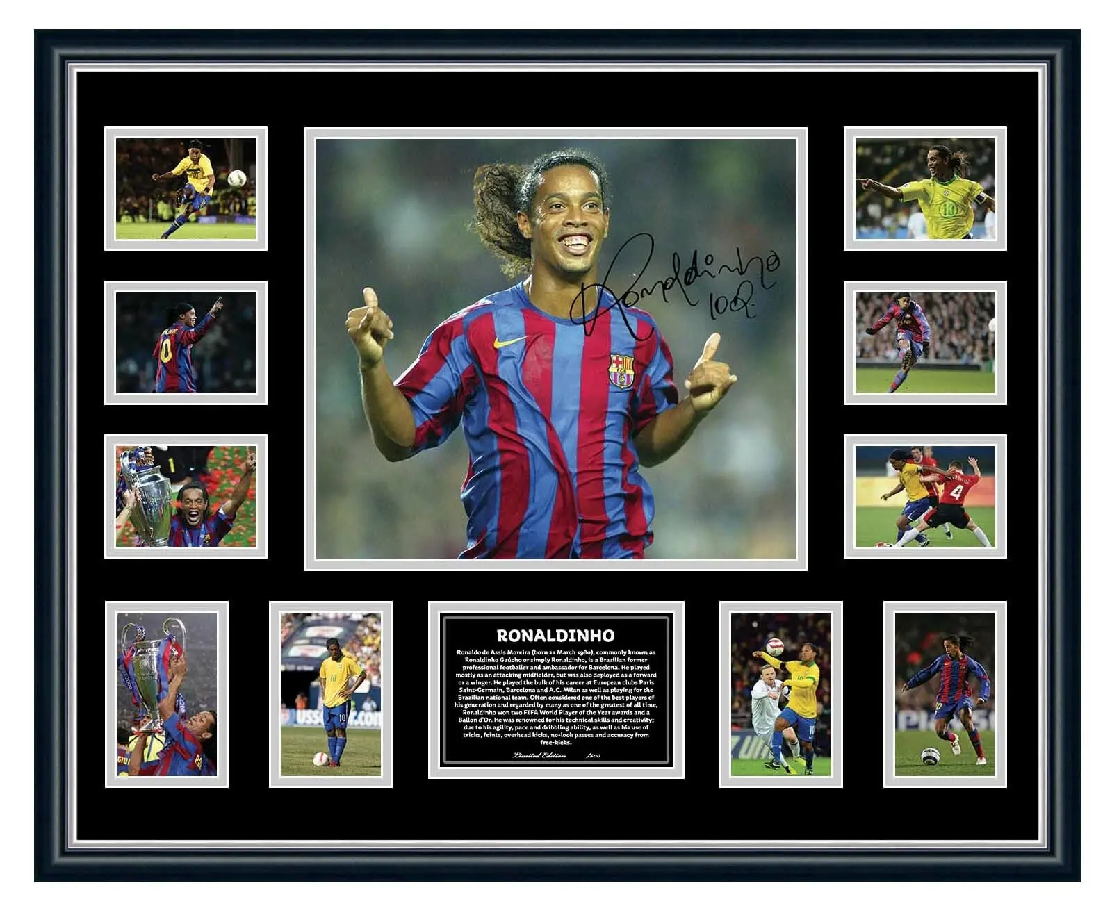 Ronaldinho Barcelona Brazil Signed Photo Poster Limited Edition ( Unframed - Print Only )