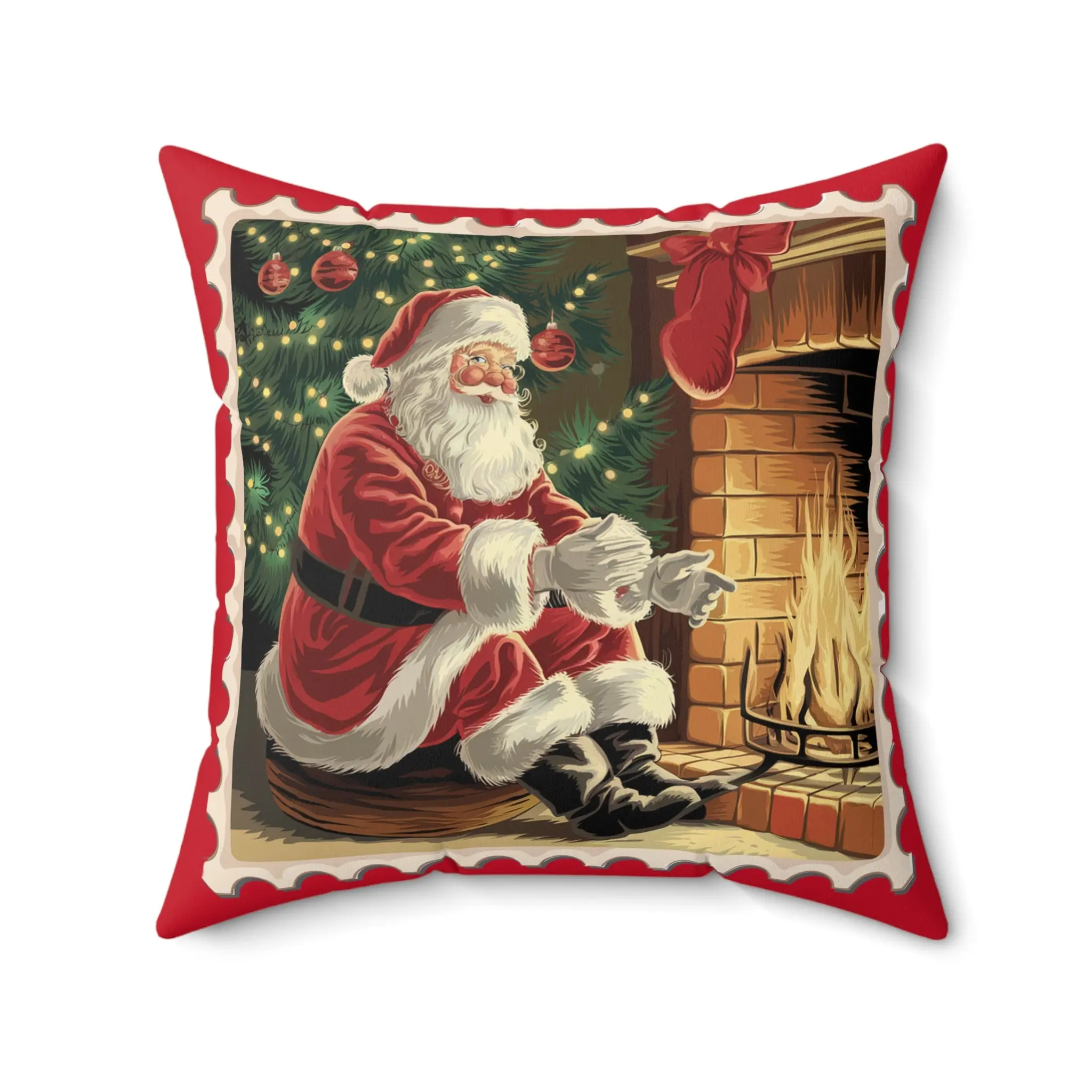 NEW Cozy Christmas Santa Stamp Pillow & Cover Couch Pillow, Holiday Decor Cushion, Festive Home Accent, Comfortable Square Pillow for Christmas Vibes
